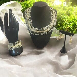 Handcrafted Wire Wrapped Jewelry 3 piece Set Boho Artisan Unique Delicate Trendy